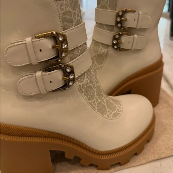 Gucci Cream and Tan Platform Ankle Boots Brand New in Box - Never Worn - Picture 6 of 8